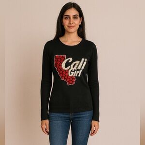 CALI Girl Black Ribbed Sweater Size Large